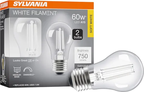 Vista 39 de Sylvania T14 - Bombilla LED transparente de filamento blanco, 3.5 W, regulable, 300 LMS, base media, 2700 K, blanco suave, 1 paquete (42266)