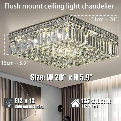 Vista 2 de Luminarias de techo de montaje empotrado modernas de 12 luces, elegante lámpara colgante de araña de cristal para recámara, sala de estar, comedor