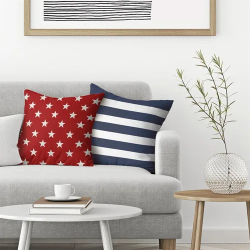 Vista 24 de Juego de 2 fundas de almohada de 16 x 16 pulgadas, diseño de estrellas azules del Día de la Independencia, almohadas decorativas para exteriores