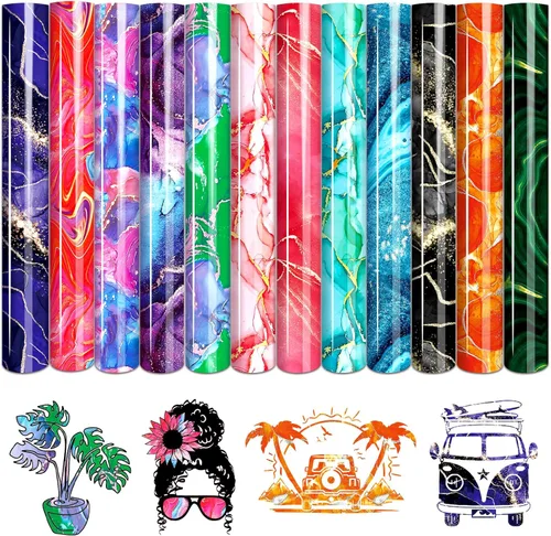 Vista 15 de Tintnut Splash Rollo de vinilo de transferencia de calor, 12 pulgadas x 5 pies, tinta de acuarela multicolor con estampado de tinta HTV