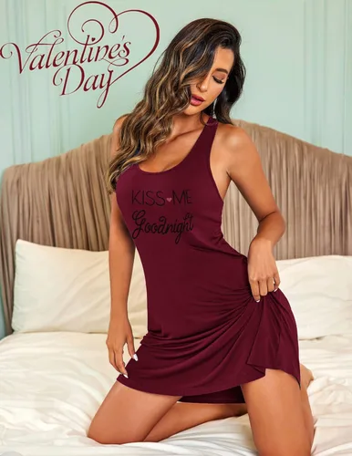 Vista 2 de Avidlove Camisón sin mangas para mujer, camiseta de dormir con espalda cruzada, sin mangas, ropa de dormir