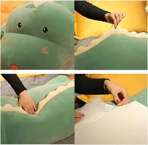 Vista 5 de Almohada de peluche de dinosaurio, suave, grande, dinosaurios, muñeco de peluche, regalos para niños, cumpleaños, San Valentín