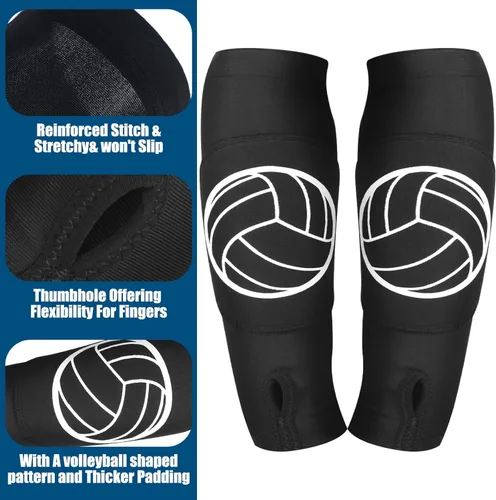 Vista 3 de Sosation 3 Juego de Mangas de Brazo y Rodilleras de Voleibol para Niños, Mangas de Antebrazo Suave con Protección y Abrazadera para Pulgar