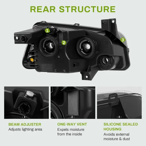 Vista 3 de AUTOSAVER88 Conjunto de faros delanteros compatible con Dodge Charger 2006-2010, carcasa negra, reflector ámbar con luces de señal de esquina