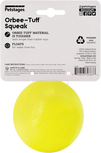 Vista 8 de Outward Hound Orbee-Tuff Squeak Ball - Juguete amarillo para perros