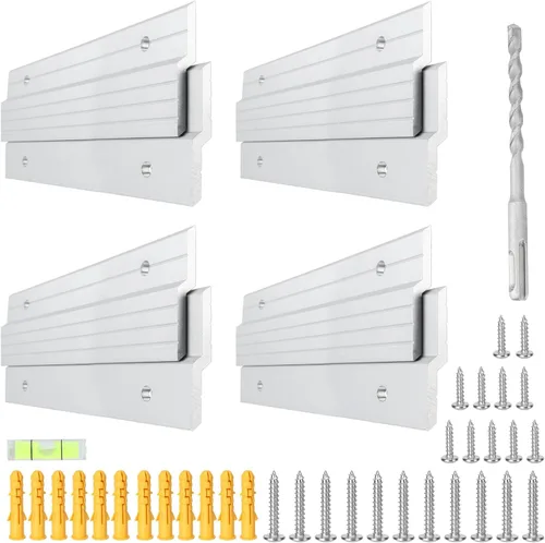Vista 10 de Colgador de Listón Francés de 30 pulgadas, 2 Pares de Clips Z de Aleación de Aluminio, Accesorios de Montaje de Espejo de Servicio Pesado, Soportes