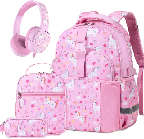 Vista 19 de Mochila infantil para niñas de 4 a 8 años, Blackorange-camión, Lindo