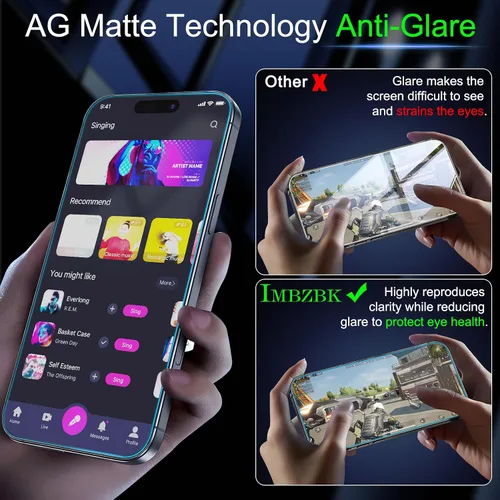 Vista 4 de IMBZBK [Eliminación automática de polvo] Paquete de 3 protectores de pantalla mate para iPhone 17 Pro Max [grado militar] accesorios, película