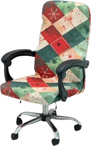 Vista 5 de Fundas navideñas para silla de oficina, funda protectora universal elástica para estilo moderno y sencillo, respaldo alto (sin silla) (XMAS03, M)