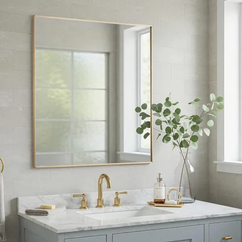 Vista 10 de LEDLUX Espejo de baño negro de 20 x 36 pulgadas, espejo sin cobre, espejo de tocador con marco de aleación de aluminio, espejo rectangular montado