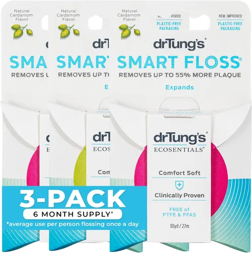Vista 10 de DrTung's Smart Floss, 30 yardas, hilo dental – Los colores naturales del sabor del cardamomo pueden variar