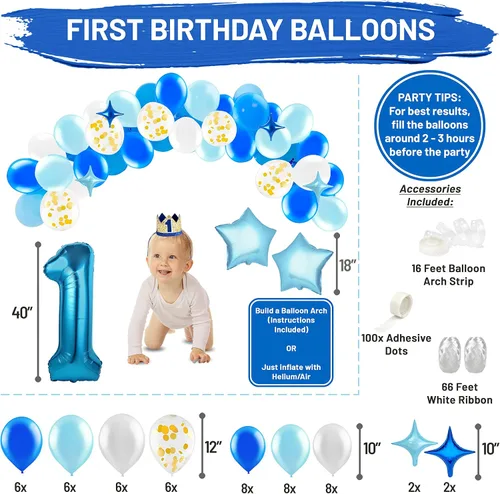 Vista 2 de Decoraciones para el primer cumpleaños con corona de cumpleaños, decoración para el primer cumpleaños del niño, suministros para fiestas con pastel.