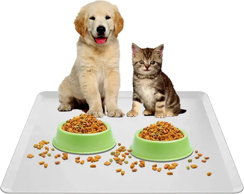 Vista 10 de TidyFriend Tapete de comida para mascotas, 11.5 x 17 pulgadas, tapete de comida para perros, tapete de silicona para comida para gatos, tapete