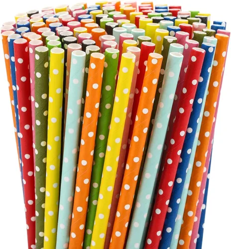200 pajitas de papel biodegradables multicolor para suministros de fiesta, cumpleaños, novia/baby shower, decoraciones de Navidad y celebraciones