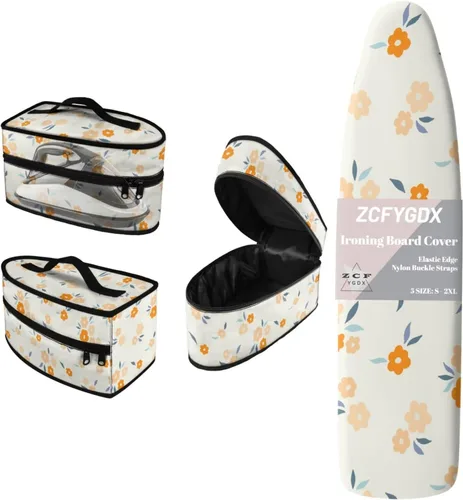 Vista 8 de Juego de funda para tabla de planchar con funda organizadora de hierro, 17 x 49 pulgadas, resistente al calor, 3 correas de sujeción ajustables
