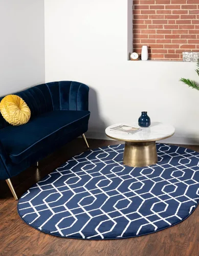 Vista 42 de Marilyn Monroe Glam Collection - Alfombra de área con diseño enrejado (2 x 3 pies, rectangular, azul marino y dorado)