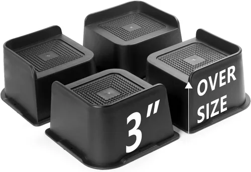 Vista 8 de Elevadores de cama de 2 pulgadas, resistentes, paquete de 4, elevadores de muebles en forma de L de 2 pulgadas, soporta 5000 libras, elevadores