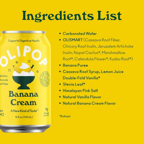 Vista 7 de OLIPOP Soda prebiótica de crema de plátano, 12 FZ