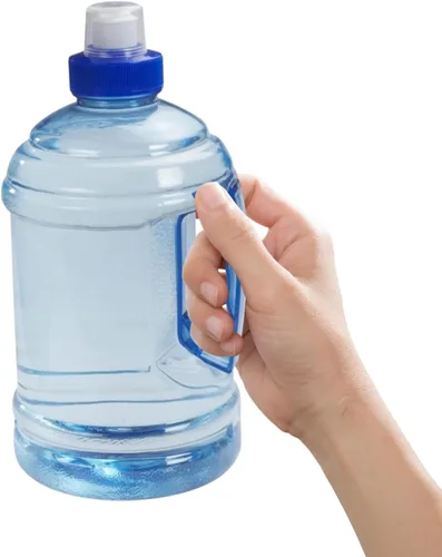Cyrank Botella de agua grande, jarra de agua de 1 litro con asa, botella deportiva transparente, reutilizable, de plástico, a prueba de fugas, para