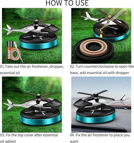 Vista 7 de Helicóptero Ambientador de aire de coche giratorio Ambientador de coche solar Aeronave Car Perfume