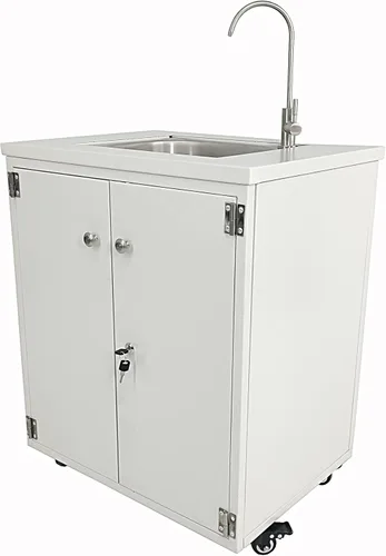 Gabinete de acero Fregadero portátil Fregadero autónomo Estación de lavado de manos Fregadero móvil Fuente de agua Fuente de agua 110V/12V