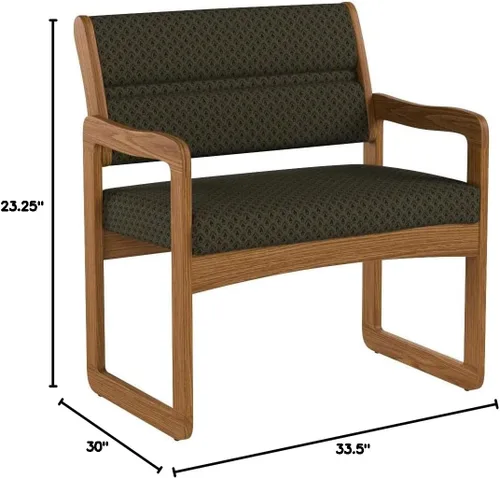 Vista 88 de Wooden Mallet Valley Bariatric Guest, Silla base de trineo, roble mediano