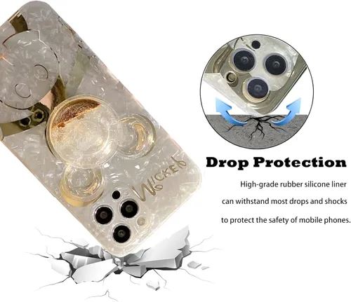 Vista 3 de Hosiss Funda de dibujos animados para iPhone 14 Pro Max de 6.7 pulgadas con protector de pantalla HD, Mickey Mouse con correa de soporte