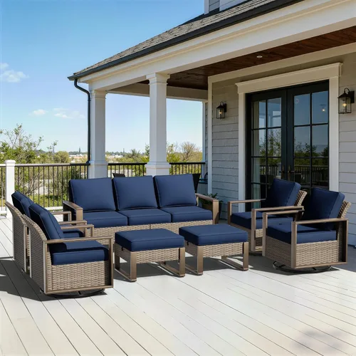 Vista 20 de Sofá de Mimbre Metálico para Patio de 75", Sofá Sillón de Ratán para Exteriores de 3 Asientos para Todo Tipo de Clima con Cojines Premium