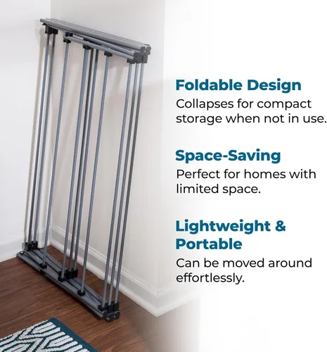 Vista 5 de Honey-Can-Do Estante de secado de ropa plegable, acero resistente, estante de secado de ropa plegable y portátil, diseño que ahorra espacio, secado