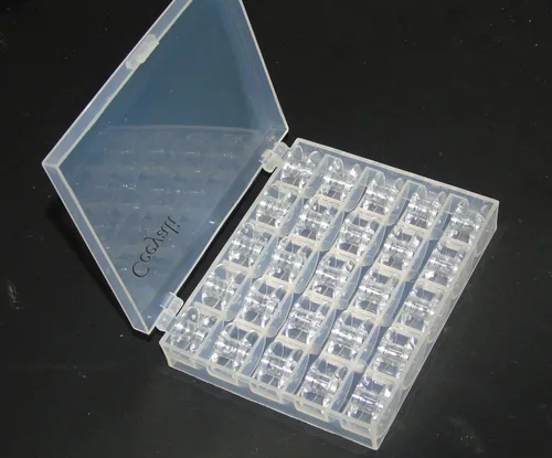 Vista 3 de Ceeyali 25 bobinas de plástico transparente para máquina de coser con estuche de bobina, compatibles con múltiples máquinas de coser como máquina
