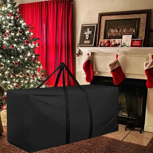 Vista 2 de Bolsas de almacenamiento para cojines de exterior de 50 pulgadas, bolsa de lona extra grande impermeable con cremalleras y asas para muebles