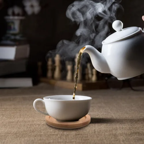 Vista 2 de 6 posavasos de bambú Estera de taza de bambú almohadillas de té de madera platillo de café platillo cerveza platillos posavasos posavasos vino