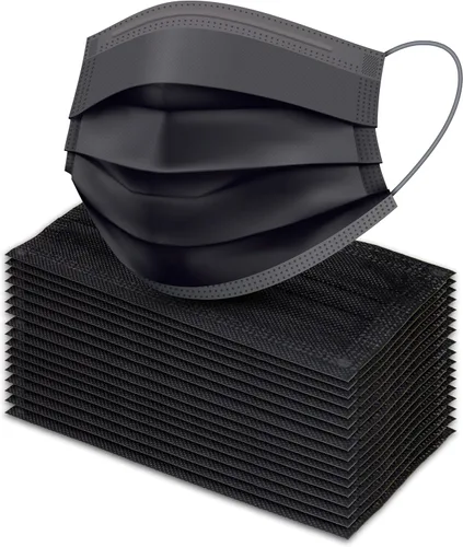 Paquete premium de 100 mascarillas desechables negras de un solo uso,