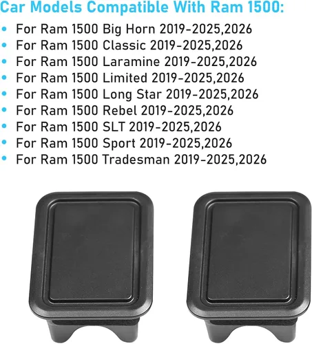 Vista 3 de TTCR-II Compatible con Ram 1500 Fundas de bolsillo de estaca 2019-2024 2025 2026, para Ram 1500 riel de cama, tapones de bolsillo de estaca Big