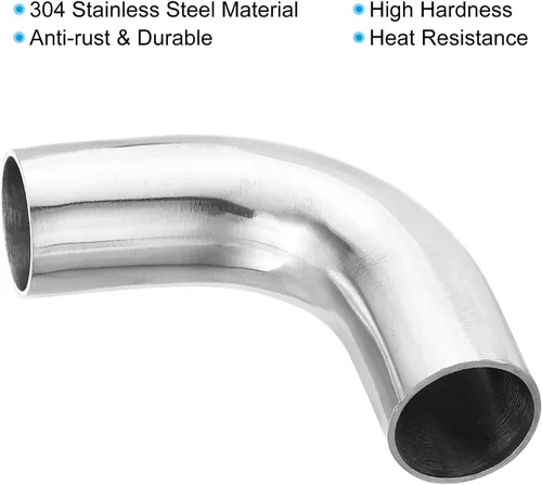 Vista 3 de PATIKIL Codo de 90 grados con curvatura de mandril, codo de escape de 1 pulgada OD de acero, conector de tubería de escape 304 de acero inoxidable
