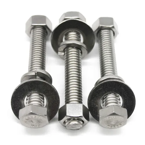 Vista 12 de Tornillos de cabeza hexagonal de acero inoxidable 3/8-16x4, tuercas, arandelas planas y de bloqueo, 18-8 (304) S/S, totalmente roscados por perno