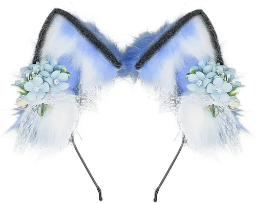 Vista 11 de VIGVAN KYC Orejas de animales Kawaii de peluche con orejas de gato para el cabello, tocado para Halloween o cosplay