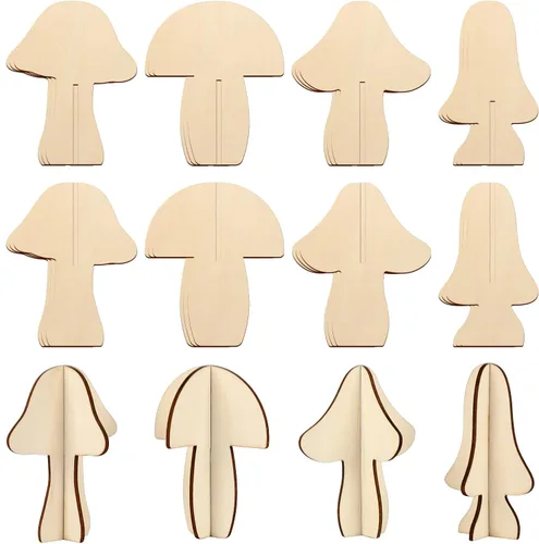 Vista 19 de COCHIE Bricolaje 3D de murciélagos de Halloween para pintar, rebanadas de madera sin terminar pintables para manualidades, recortes de murciélagos