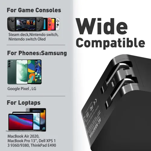 Vista 4 de Cargador para cubierta de vapor y interruptor de Nintedno Cargador de cubierta de vapor compatible con modo de TV de base de vapor Adaptador