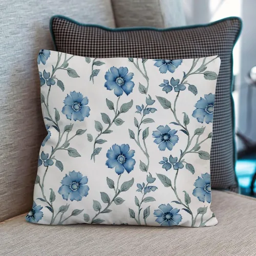 Vista 6 de Mughal - Funda de almohada de flor en monzón, diseño de loto azul, funda de cojín moderna, decorativa, decoración del hogar para sofá, cama