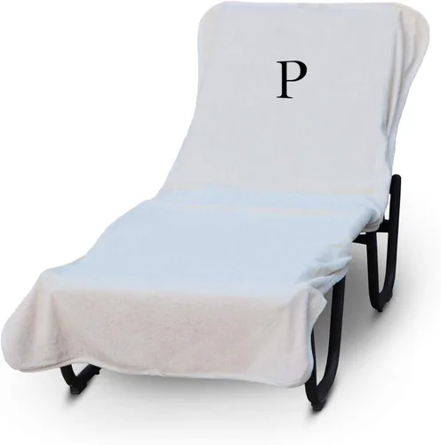 Vista 22 de Funda de lujo para tumbona de piscina con monograma de Hotel y Spa, bordado con letras en bloque - Extra absorbente 100% algodón turco - Rizo suave