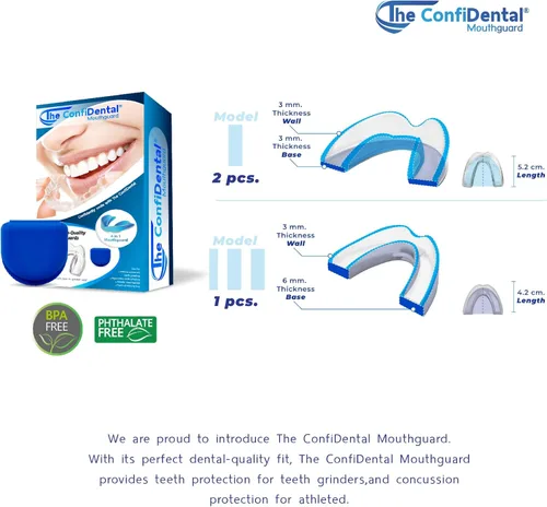 Vista 6 de The ConfiDental - Pack de 3 protectores bucales moldeables para rechinar de dientes, bruxismo, deportivo, blanqueador, incluye 2 protectores