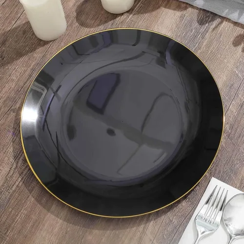 Vista 36 de Efavormart 10 Pack Platos transparentes rosa martillados de 7" de plástico para postres y aperitivos con borde dorado, platos desechables