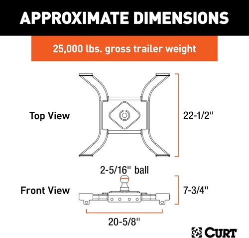 Vista 2 de CURT, placa con pivote cuello de cisne para remolque con quinto neumático 16085 Spyder