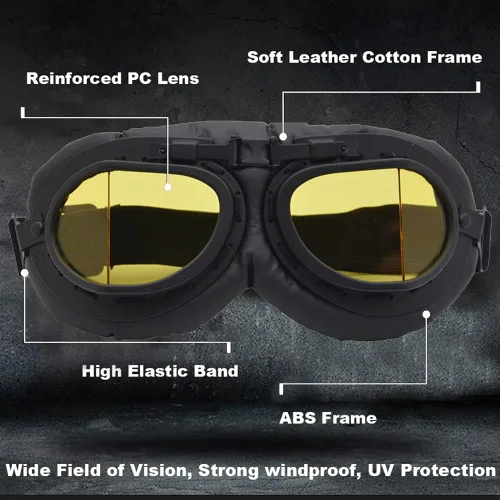 Vista 3 de Peicees - Gafas de casco vintage para motocicleta, gafas de moto, gafas de piloto de motocross