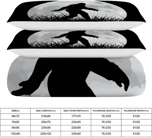 Vista 2 de Funny Bigfoot Sasquatch - Juego de ropa de cama de 3 piezas con funda de edredón y 2 fundas de almohada de 79 x 90 pulgadas