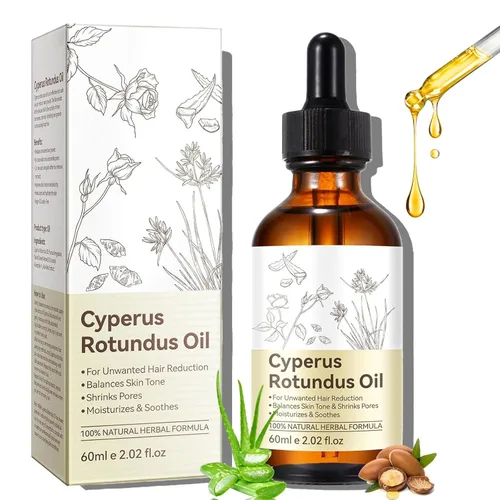Cyperus Rotundus Oil, Natural Cyperus Rotundus Oil for Hair Removal, Gently Reduces Unwanted Hair Growth, Moisturizes & Shrink Pores, Smooths The
