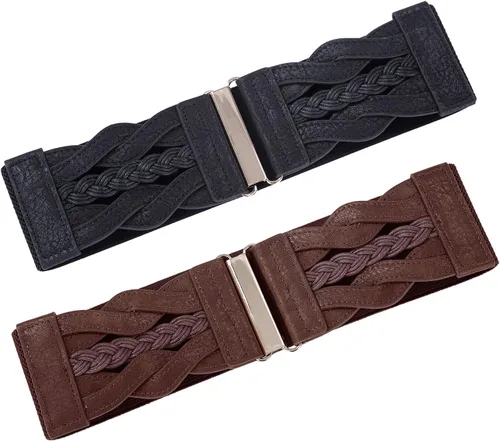 Vista 2 de GRACE KARIN Cinturones elásticos anchos para mujer, cinturón elástico vintage, cinturones retro de moda para vestidos