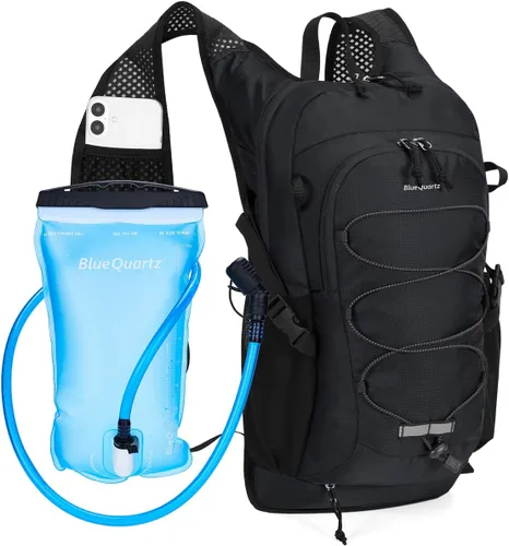 Blue Quartz Hydration Backpack with 2L Water Bladder, 18L Hiking Backpack for Women Men, Lightweight Water Pack with Phone Pocket for Quick Access