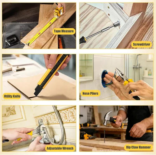 Vista 6 de Sundpey Kit de herramientas para el hogar con taladro – Juego de herramientas de reparación general básica para el hogar con taladro eléctrico